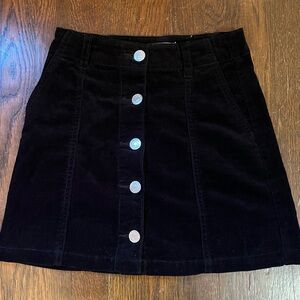 Black button down corduroy skirt, size small (24 waist)
